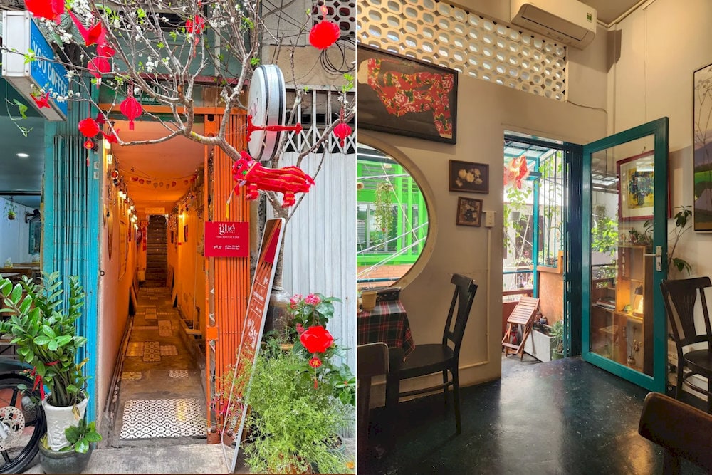 The charming entrance of Ghe Coffee 